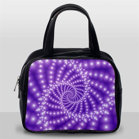 Glossy Purple  Beaded Spiral Fractal Classic Handbag (One Side) from ArtsNow.com Front