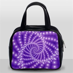 Glossy Purple  Beaded Spiral Fractal Classic Handbag (Two Sides) from ArtsNow.com Front