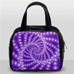 Glossy Purple  Beaded Spiral Fractal Classic Handbag (Two Sides)