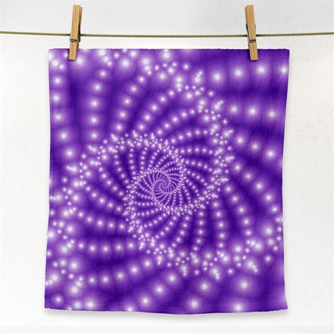 Glossy Purple  Beaded Spiral Fractal Face Towel from ArtsNow.com Front