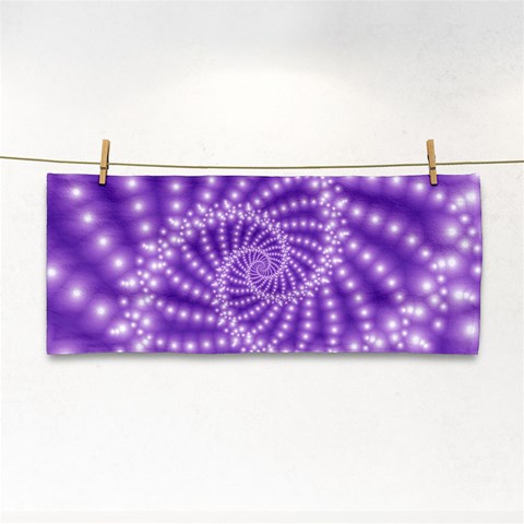 Glossy Purple  Beaded Spiral Fractal Hand Towel from ArtsNow.com Front