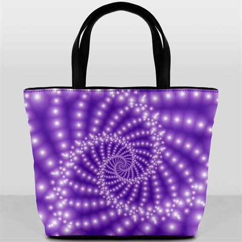 Glossy Purple  Beaded Spiral Fractal Bucket Bag from ArtsNow.com Front