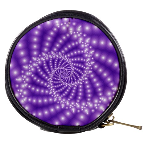 Glossy Purple  Beaded Spiral Fractal Mini Makeup Bag from ArtsNow.com Front