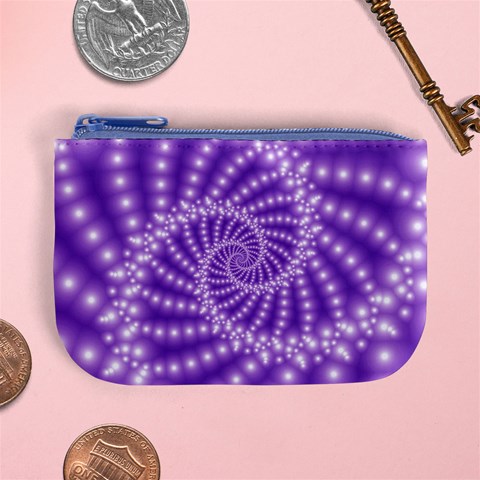 Glossy Purple  Beaded Spiral Fractal Mini Coin Purse from ArtsNow.com Front