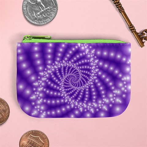 Glossy Purple  Beaded Spiral Fractal Mini Coin Purse from ArtsNow.com Front