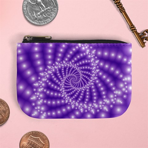 Glossy Purple  Beaded Spiral Fractal Mini Coin Purse from ArtsNow.com Front