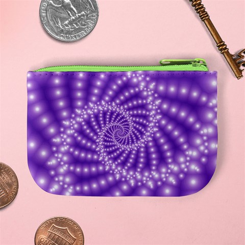 Glossy Purple  Beaded Spiral Fractal Mini Coin Purse from ArtsNow.com Back