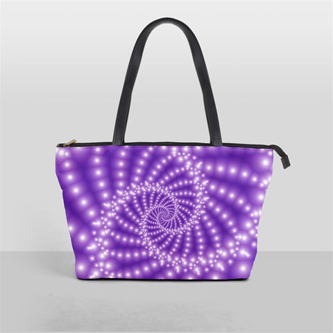 Glossy Purple  Beaded Spiral Fractal Classic Shoulder Handbag from ArtsNow.com Front