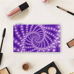 Glossy Purple  Beaded Spiral Fractal Cosmetic Bag (Small) from ArtsNow.com Front