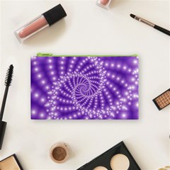 Glossy Purple  Beaded Spiral Fractal Cosmetic Bag (Small) from ArtsNow.com Front