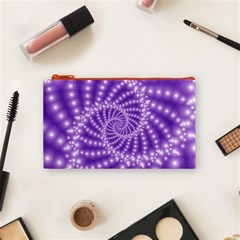 Glossy Purple  Beaded Spiral Fractal Cosmetic Bag (Small) from ArtsNow.com Front