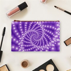 Glossy Purple  Beaded Spiral Fractal Cosmetic Bag (Medium) from ArtsNow.com Front