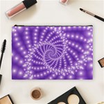 Glossy Purple  Beaded Spiral Fractal Cosmetic Bag (Large)