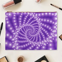 Glossy Purple  Beaded Spiral Fractal Cosmetic Bag (XL) from ArtsNow.com Front