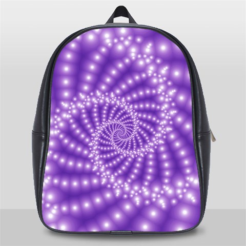 Glossy Purple  Beaded Spiral Fractal School Bag (Large) from ArtsNow.com Front