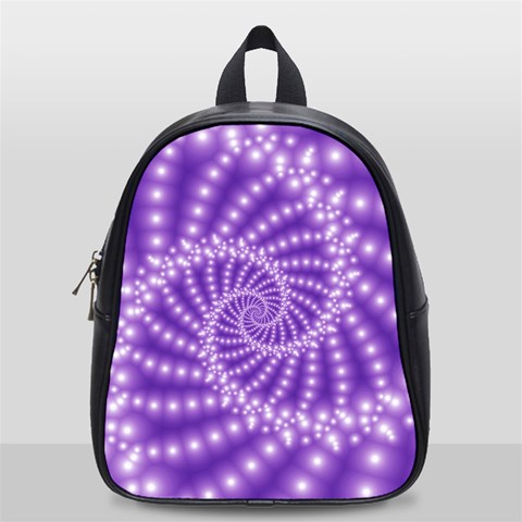 Glossy Purple  Beaded Spiral Fractal School Bag (Small) from ArtsNow.com Front