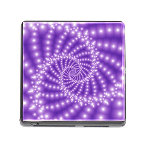 Glossy Purple  Beaded Spiral Fractal Memory Card Reader (Square) from ArtsNow.com Front