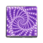 Glossy Purple  Beaded Spiral Fractal Memory Card Reader (Square)