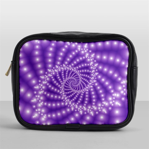 Glossy Purple  Beaded Spiral Fractal Mini Toiletries Bag (One Side) from ArtsNow.com Front