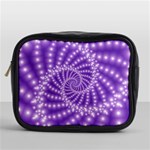 Glossy Purple  Beaded Spiral Fractal Mini Toiletries Bag (One Side)