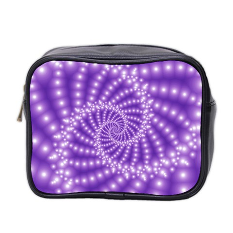 Glossy Purple  Beaded Spiral Fractal Mini Toiletries Bag (Two Sides) from ArtsNow.com Front