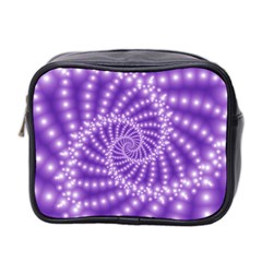 Glossy Purple  Beaded Spiral Fractal Mini Toiletries Bag (Two Sides) from ArtsNow.com Front