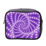 Glossy Purple  Beaded Spiral Fractal Mini Toiletries Bag (Two Sides)