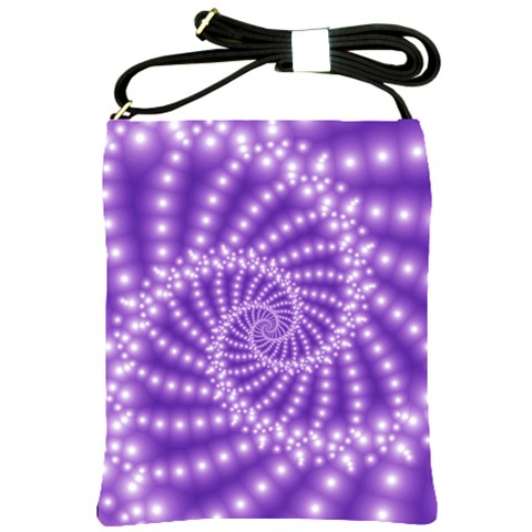 Glossy Purple  Beaded Spiral Fractal Shoulder Sling Bag from ArtsNow.com Front