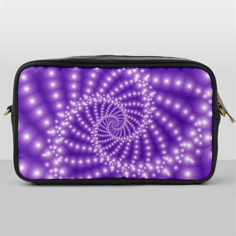 Glossy Purple  Beaded Spiral Fractal Toiletries Bag (One Side) from ArtsNow.com Front