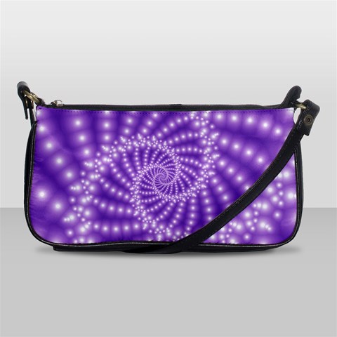 Glossy Purple  Beaded Spiral Fractal Shoulder Clutch Bag from ArtsNow.com Front