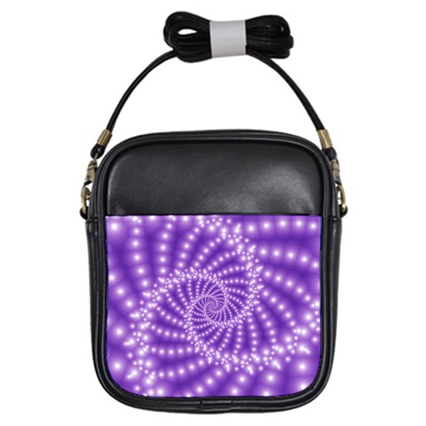 Glossy Purple  Beaded Spiral Fractal Girls Sling Bag from ArtsNow.com Front