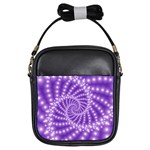 Glossy Purple  Beaded Spiral Fractal Girls Sling Bag