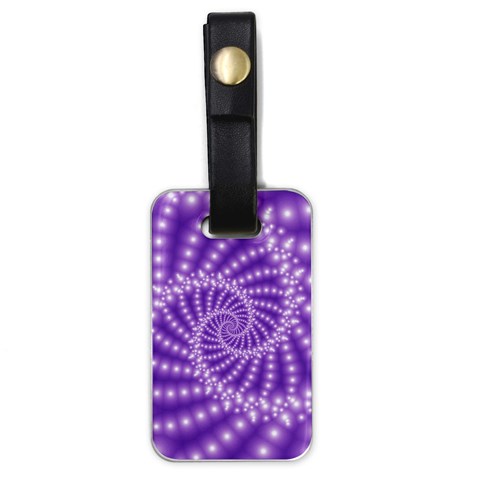 Glossy Purple  Beaded Spiral Fractal Luggage Tag (one side) from ArtsNow.com Front