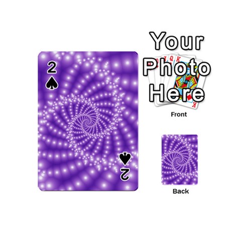 Glossy Purple  Beaded Spiral Fractal Playing Cards 54 (Mini) from ArtsNow.com Front - Spade2