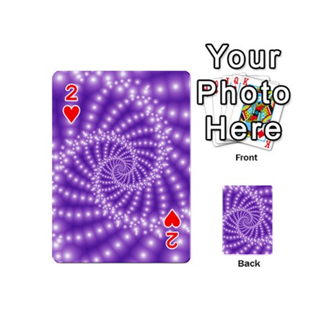 Glossy Purple  Beaded Spiral Fractal Playing Cards 54 (Mini) from ArtsNow.com Front - Heart2