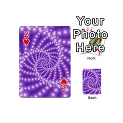 Glossy Purple  Beaded Spiral Fractal Playing Cards 54 (Mini) from ArtsNow.com Front - Heart2