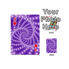 Glossy Purple  Beaded Spiral Fractal Playing Cards 54 (Mini) from ArtsNow.com Front - Heart4