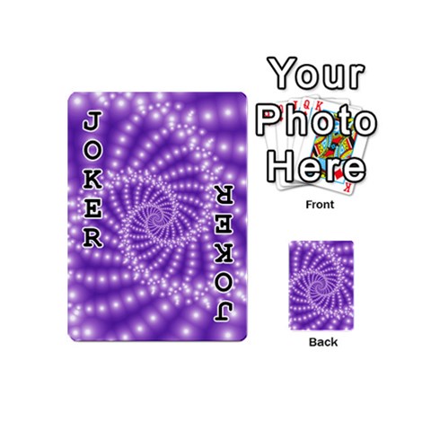 Glossy Purple  Beaded Spiral Fractal Playing Cards 54 (Mini) from ArtsNow.com Front - Joker1