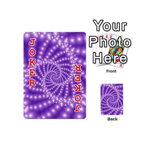 Glossy Purple  Beaded Spiral Fractal Playing Cards 54 (Mini) from ArtsNow.com Front - Joker2