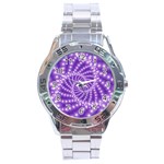 Glossy Purple  Beaded Spiral Fractal Stainless Steel Analogue Watch