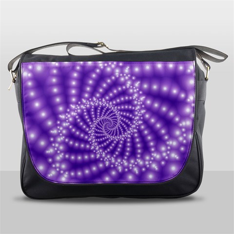 Glossy Purple  Beaded Spiral Fractal Messenger Bag from ArtsNow.com Front