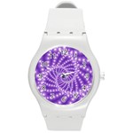 Glossy Purple  Beaded Spiral Fractal Round Plastic Sport Watch (M)