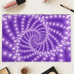 Glossy Purple  Beaded Spiral Fractal Cosmetic Bag (XXL) from ArtsNow.com Front