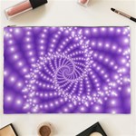 Glossy Purple  Beaded Spiral Fractal Cosmetic Bag (XXL)