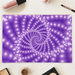 Glossy Purple  Beaded Spiral Fractal Cosmetic Bag (XXL) from ArtsNow.com Back