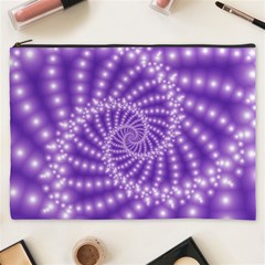 Glossy Purple  Beaded Spiral Fractal Cosmetic Bag (XXXL) from ArtsNow.com Front