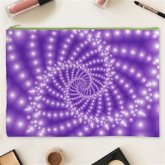 Glossy Purple  Beaded Spiral Fractal Cosmetic Bag (XXXL) from ArtsNow.com Front