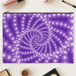 Glossy Purple  Beaded Spiral Fractal Cosmetic Bag (XXXL)