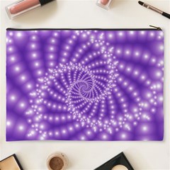 Glossy Purple  Beaded Spiral Fractal Cosmetic Bag (XXXL) from ArtsNow.com Back