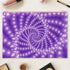 Glossy Purple  Beaded Spiral Fractal Cosmetic Bag (XXXL) from ArtsNow.com Back